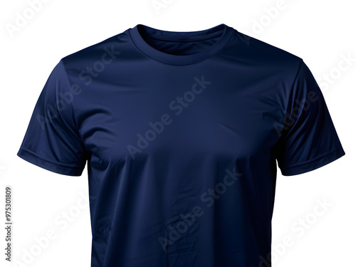 navy blue T-shirt template with nothing neat, mockup for design and print. T-shirt isolated on white background 