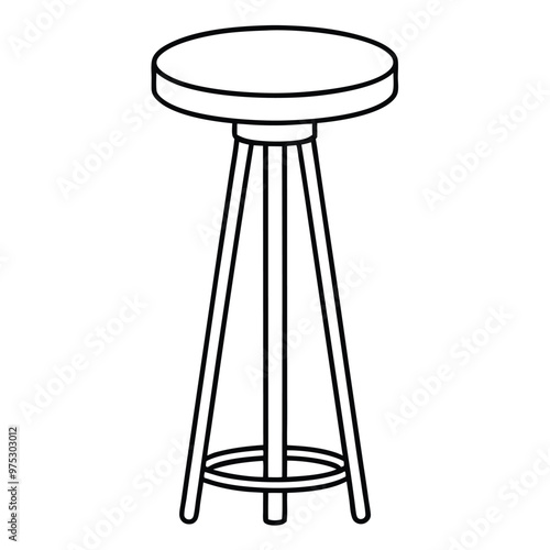 Black Bar Stool Silhouette Vector Icon.