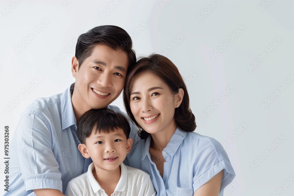 Asian family studio photo with copy space Asian family studio photo with copy space