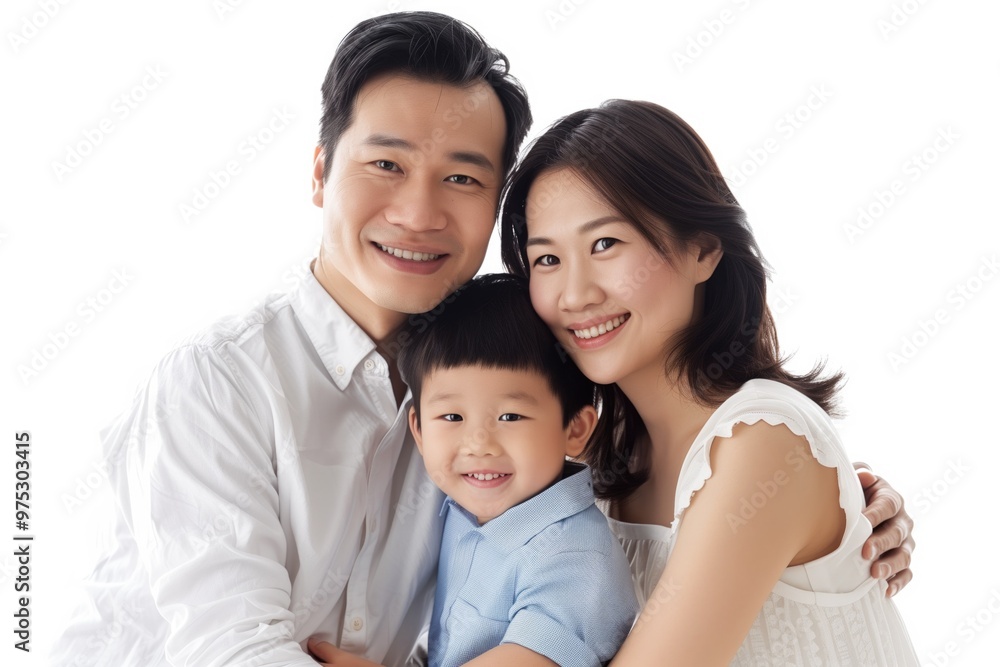 Asian family studio photo with copy space Asian family studio photo with copy space