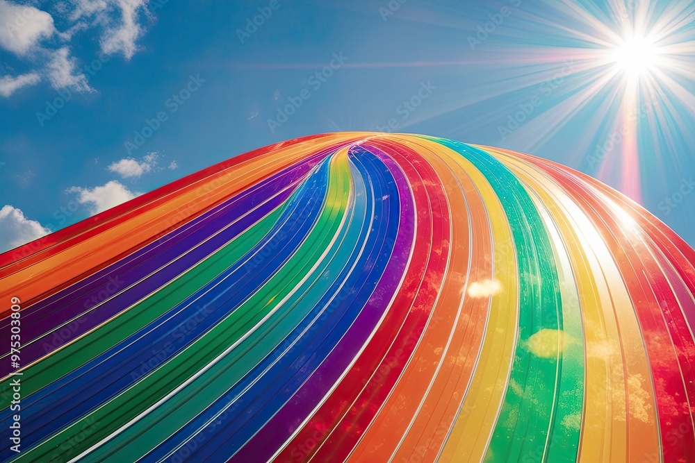 Vibrant Rainbow Overlay with Sky Blue Lens Flare and Bright Sunbeam Effects Vibrant Rainbow Overlay with Sky Blue Lens Flare and Bright Sunbeam Effects