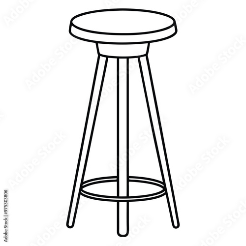 Black Bar Stool Silhouette Vector Icon.