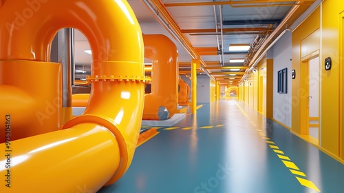 Data Pipeline in Vibrant Orange Color, Flow of Digital Information and Data Streams, Abstract Technology Concept with Network Connections, Automation, and Data Transfer Visualization.