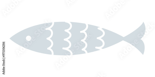 北欧風イラスト・魚(灰色・グレーver.)
