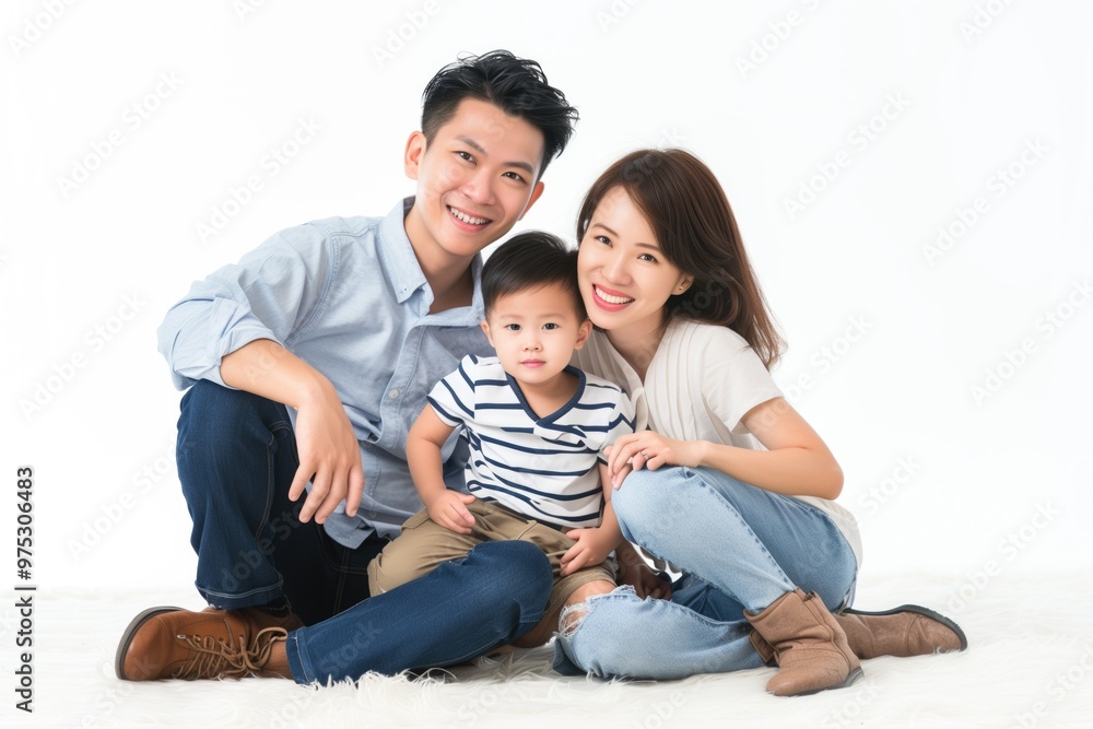 Asian family studio photo with copy space Asian family studio photo with copy space