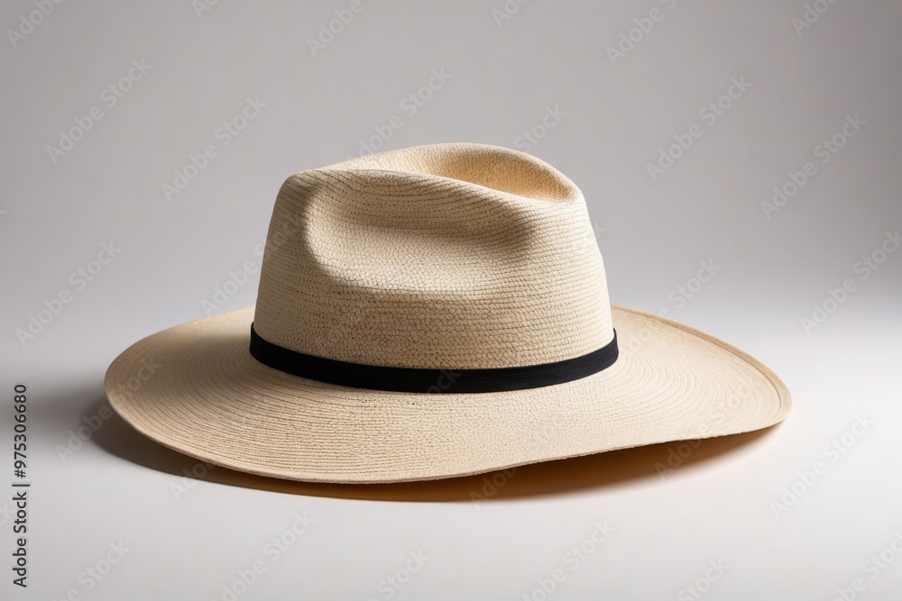 a straw hat with a black band a straw hat with a black band