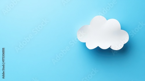 White paper cloud shape on a light blue background.