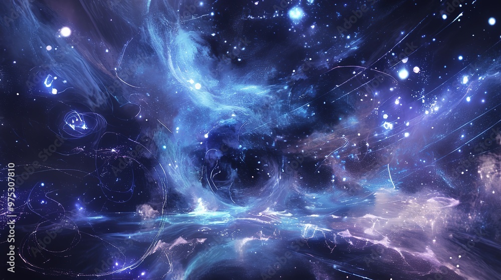 Obraz premium Dreamcatcher Nebula with Glowing Threads, Cosmic Web of Light and Color in Deep Space, Abstract Astronomical Phenomenon, Celestial Energy and Mystical Interstellar Structure.