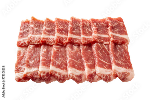 Raw BEEF chops on white background, fresh and juicy, perfect for a tasty barbecue dinner