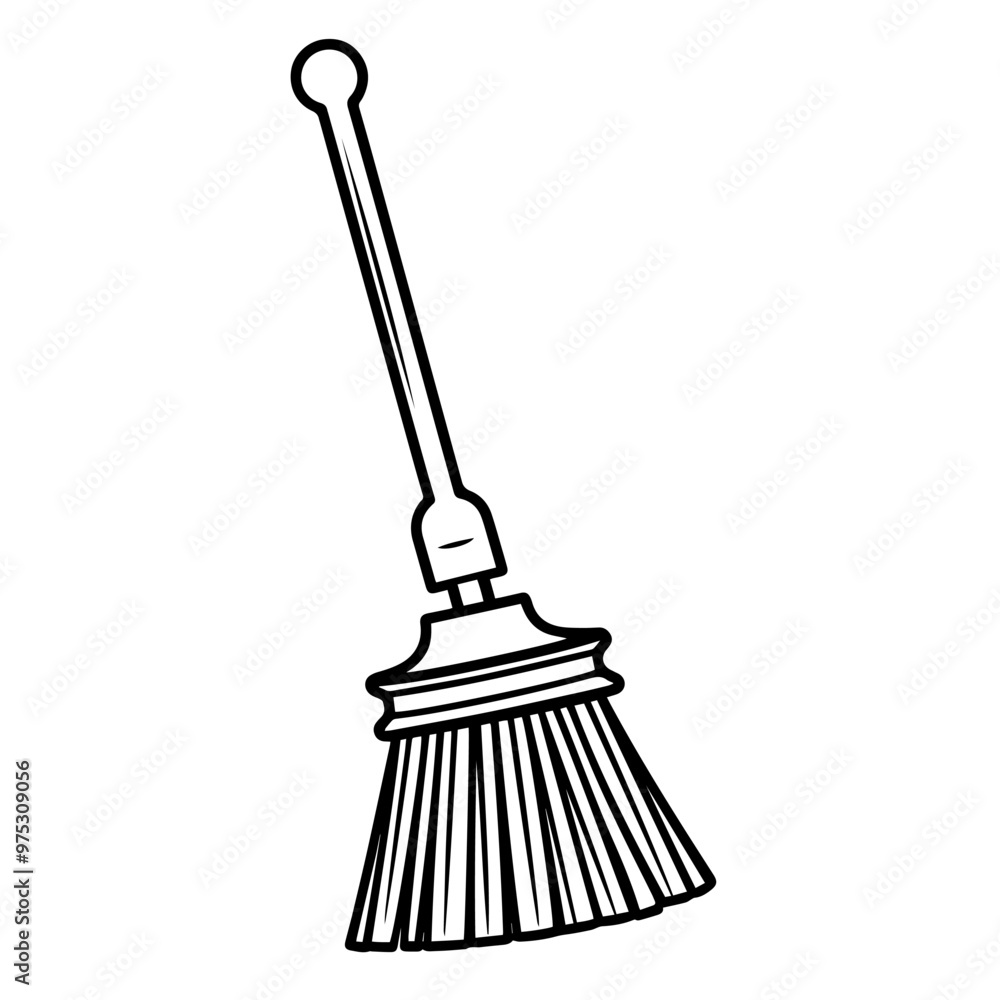 Sleek broom outline icon in vector format for cleaning-themed designs. Sleek broom outline icon in vector format for cleaning-themed designs.
