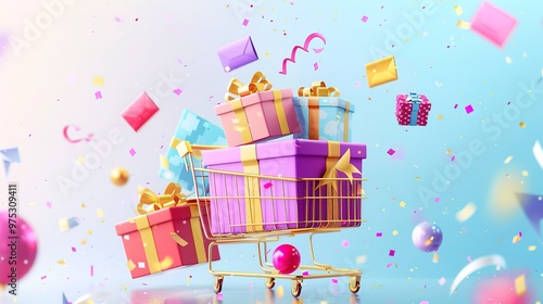 card with gift boxes  shopping festival