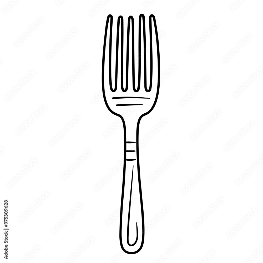 Sleek fork outline icon in vector format for kitchenware designs. Sleek fork outline icon in vector format for kitchenware designs.