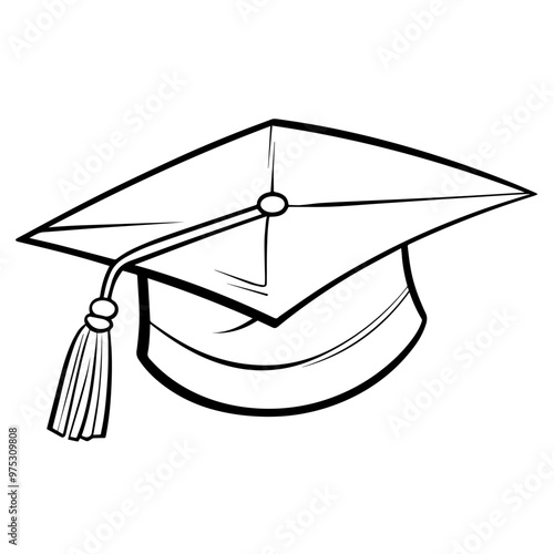 Classic graduation cap outline icon in vector format for academic designs.