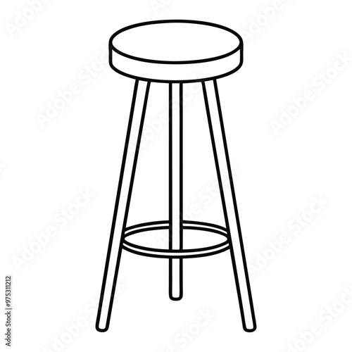 Black Bar Stool Silhouette Vector Icon.