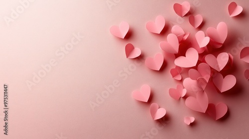 Pink Hearts Scattered on a Soft Background