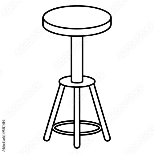 Black Bar Stool Silhouette Vector Icon.