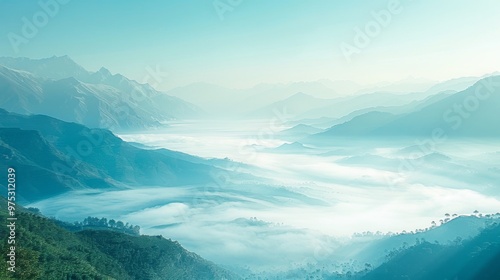 Misty Mountain Landscape at Dawn