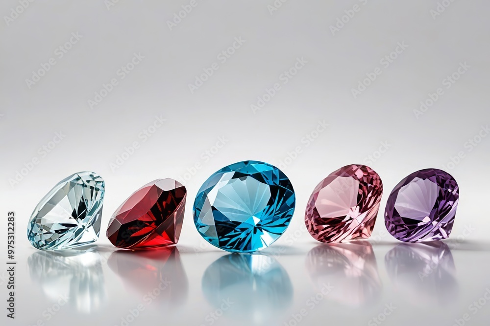 a row of different colored gems a row of different colored gems