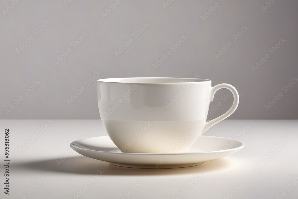 Obraz premium a white cup and saucer on a white table 