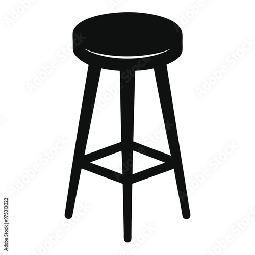 Black Bar Stool Silhouette Vector Icon.