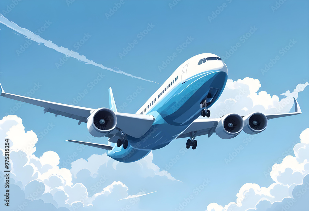 Fototapeta premium A plane flying in the blue sky