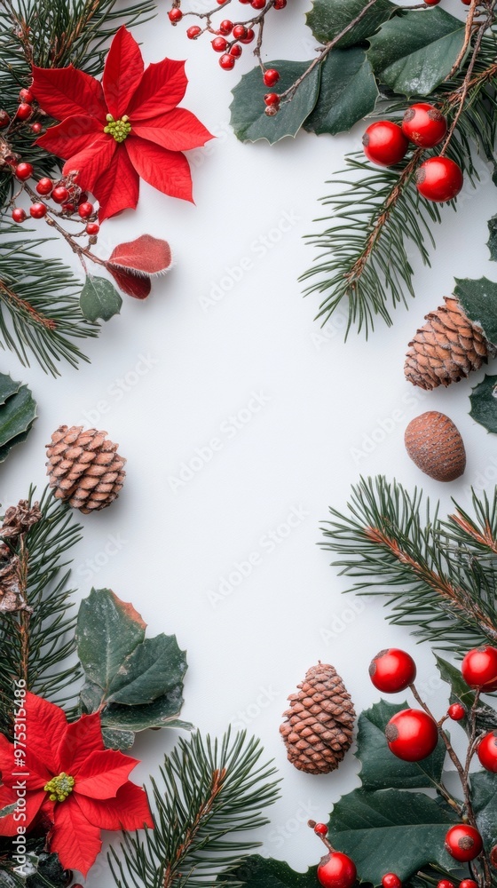 Festive Christmas themed Frame with Winter Nature Elements Festive Christmas themed Frame with Winter Nature Elements