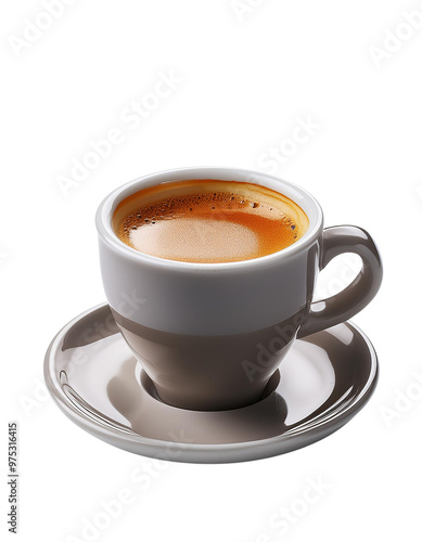 A steaming cup of coffee on a saucer, showcasing rich aromas and a cozy atmosphere, perfect for coffee lovers and relaxation cut out isolated transparent PNG