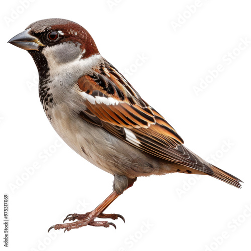 A vibrant image of a sparrow showcasing its detailed feathers and natural colors, perfect for nature-themed projects.