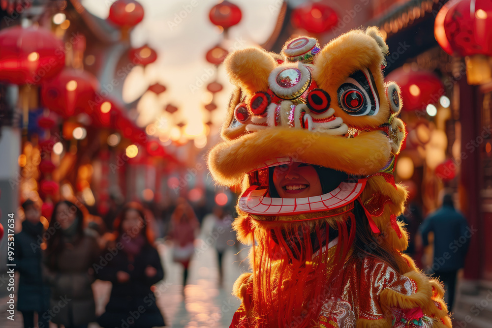 Chinese New Year, Lion Dance on the Streets Chinese New Year, Lion Dance on the Streets