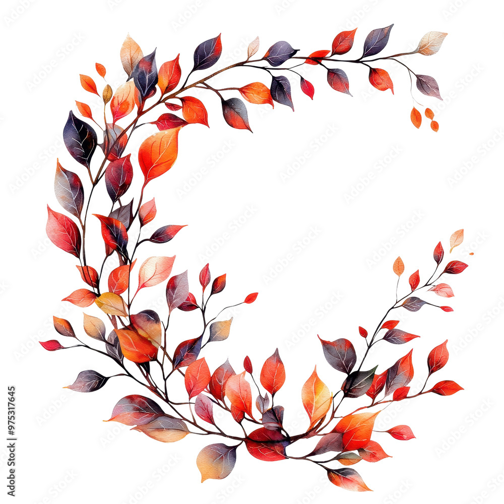A vibrant wreath made of colorful autumn leaves, perfect for seasonal decorations and nature-inspired designs. A vibrant wreath made of colorful autumn leaves, perfect for seasonal decorations and nature-inspired designs.