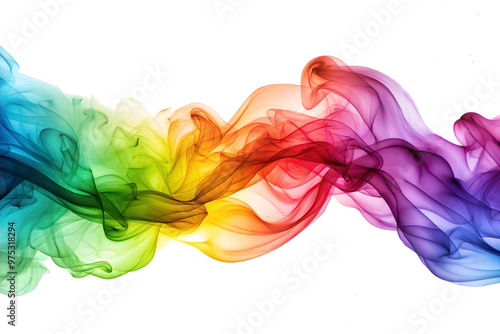 rainbow colored streaming smoke wave isolated on background photo