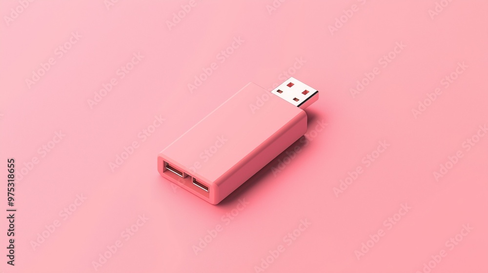 Generative AI created a 3D render of a simple USB flash drive icon on a peach-colored background. Generative AI created a 3D render of a simple USB flash drive icon on a peach-colored background.