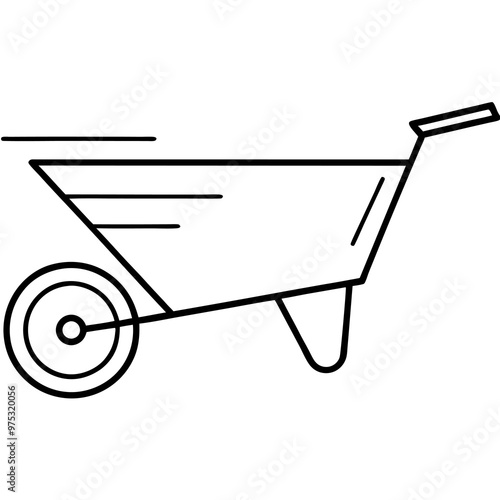 Silhouette Metal Wheelbarrow Drawing.