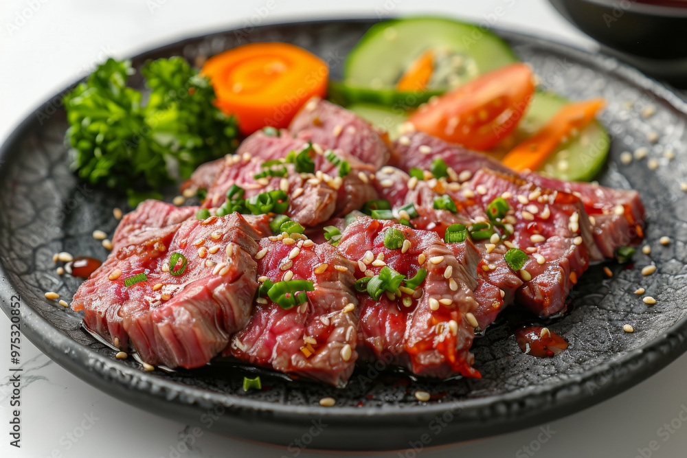 Japanese teppanyaki beef with garlic and vegetables Japanese teppanyaki beef with garlic and vegetables