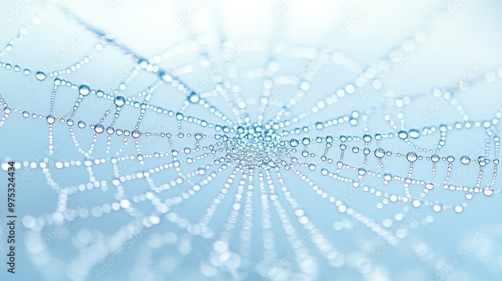 Obraz premium Dew Drops on a Spider Web.