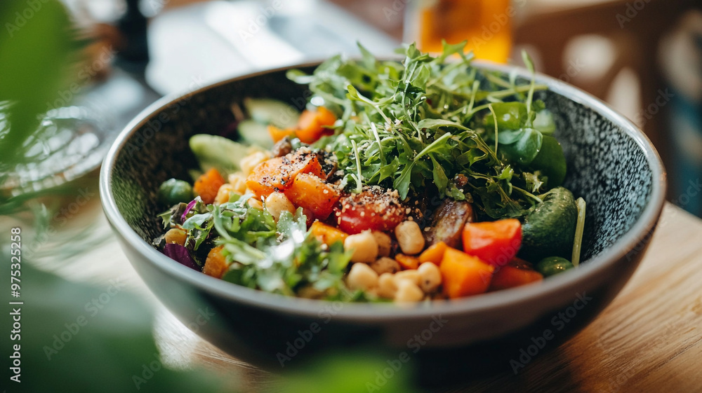 Colorful salad bowl filled with fresh vegetables on World Vegetarian Day celebration Colorful salad bowl filled with fresh vegetables on World Vegetarian Day celebration