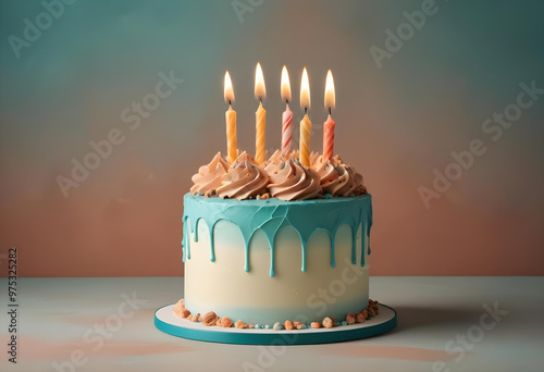 birthday cake with burning candles