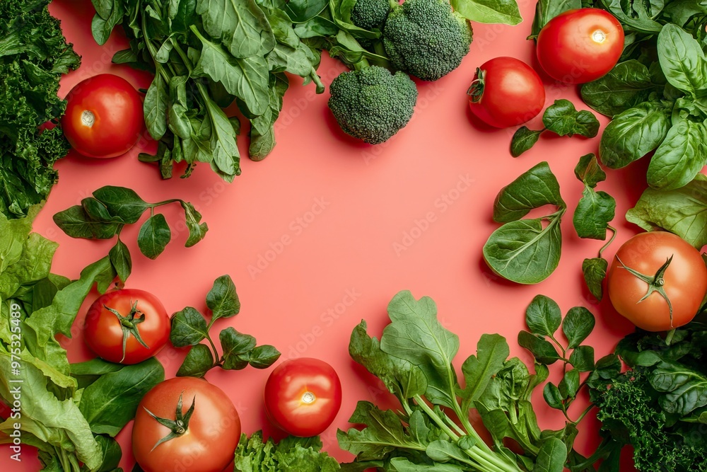 Fresh vegetables and greenery on color background , ai Fresh vegetables and greenery on color background , ai