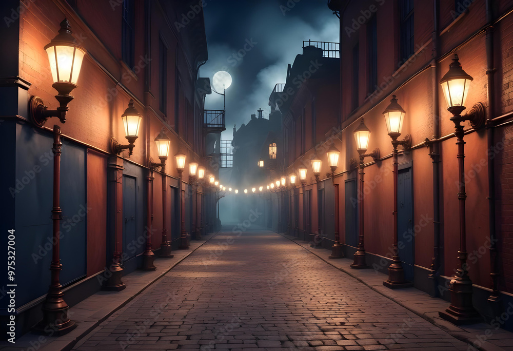 a Steampunk dark alley background
a Steampunk dark alley background