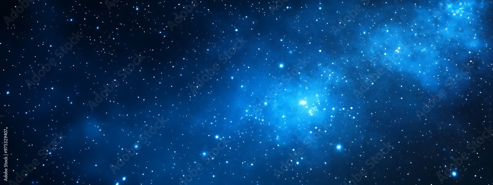 A deep blue night sky filled with twinkling stars, a nebula glows brightly in the center, casting a soft, ethereal light. A deep blue night sky filled with twinkling stars, a nebula glows brightly in the center, casting a soft, ethereal light.
