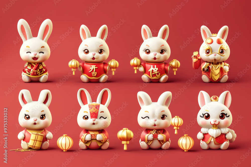 Obraz premium Traditional Chinese Festival: Mid-Autumn Festival, rabbit and moon illustration