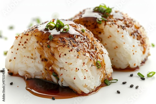 Japanese yaki onigiri with soy sauce photo