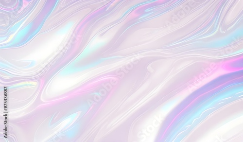 Holographic background seamless trendy iridescent light foil texture. Soft holographic pastel unicorn marble background pattern. Modern pearlescent blurry abstract swirl illustration. 