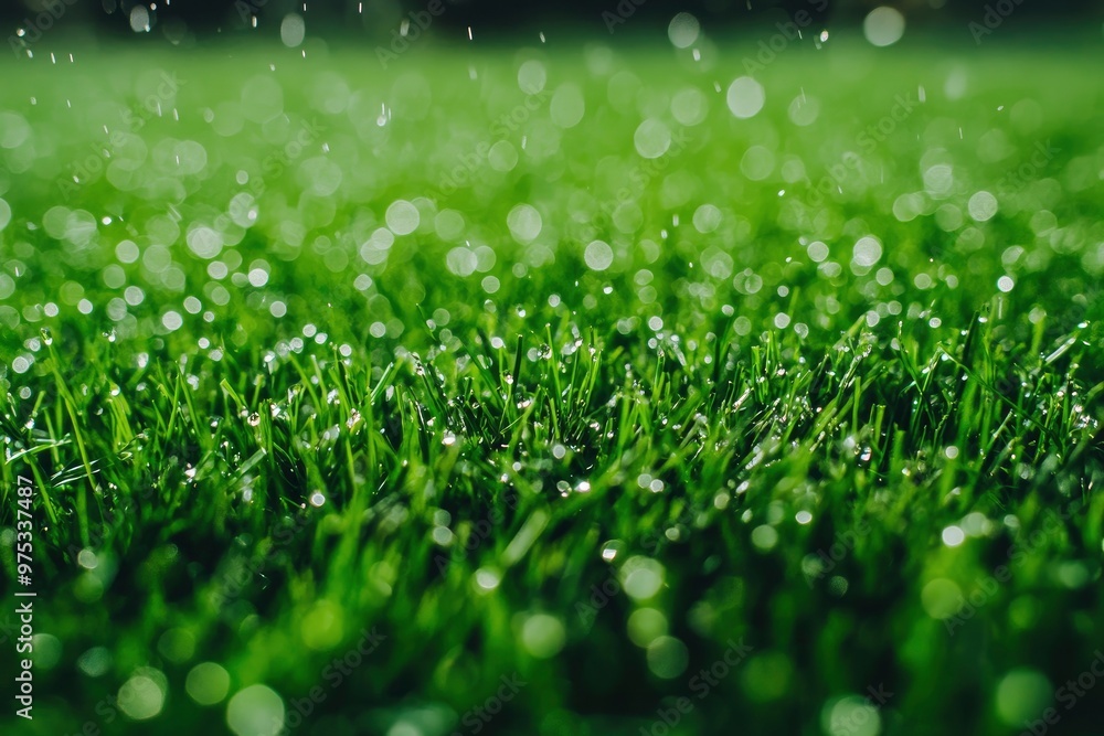 Naklejka premium Green turf grass texture and background. Green grass field. Green grass for golf course, soccer, football, sport. Green grass field for golf course, soccer, football, sport, ai