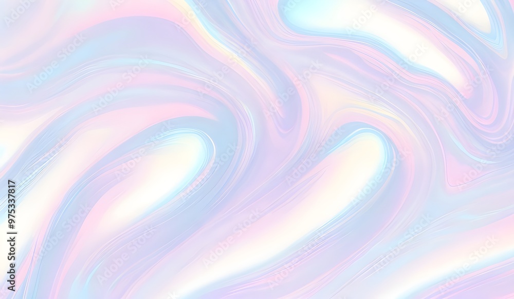 Obraz premium Holographic background seamless trendy iridescent light foil texture. Soft holographic pastel unicorn marble background pattern. Modern pearlescent blurry abstract swirl illustration. 
