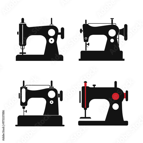 Set of Sewing Machine clipart Vector illustration