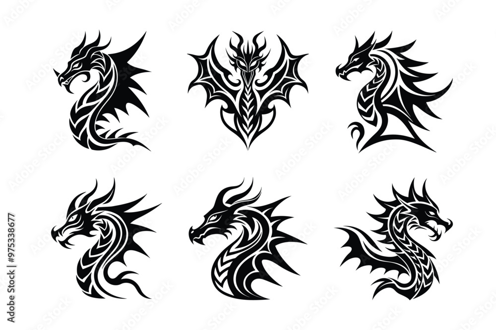 Set of Seahorse silhouette vector illustration Set of Seahorse silhouette vector illustration