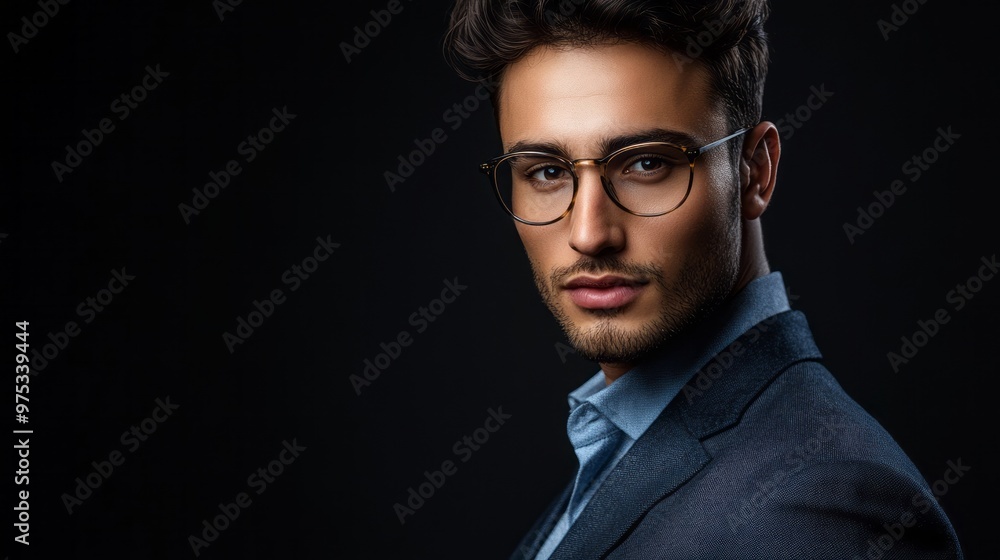 Obraz premium Confident Businessman in Glasses: A Stylish Portrait Shoot