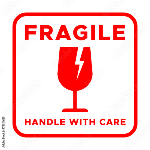 fragile handle with care sign on white background vector
