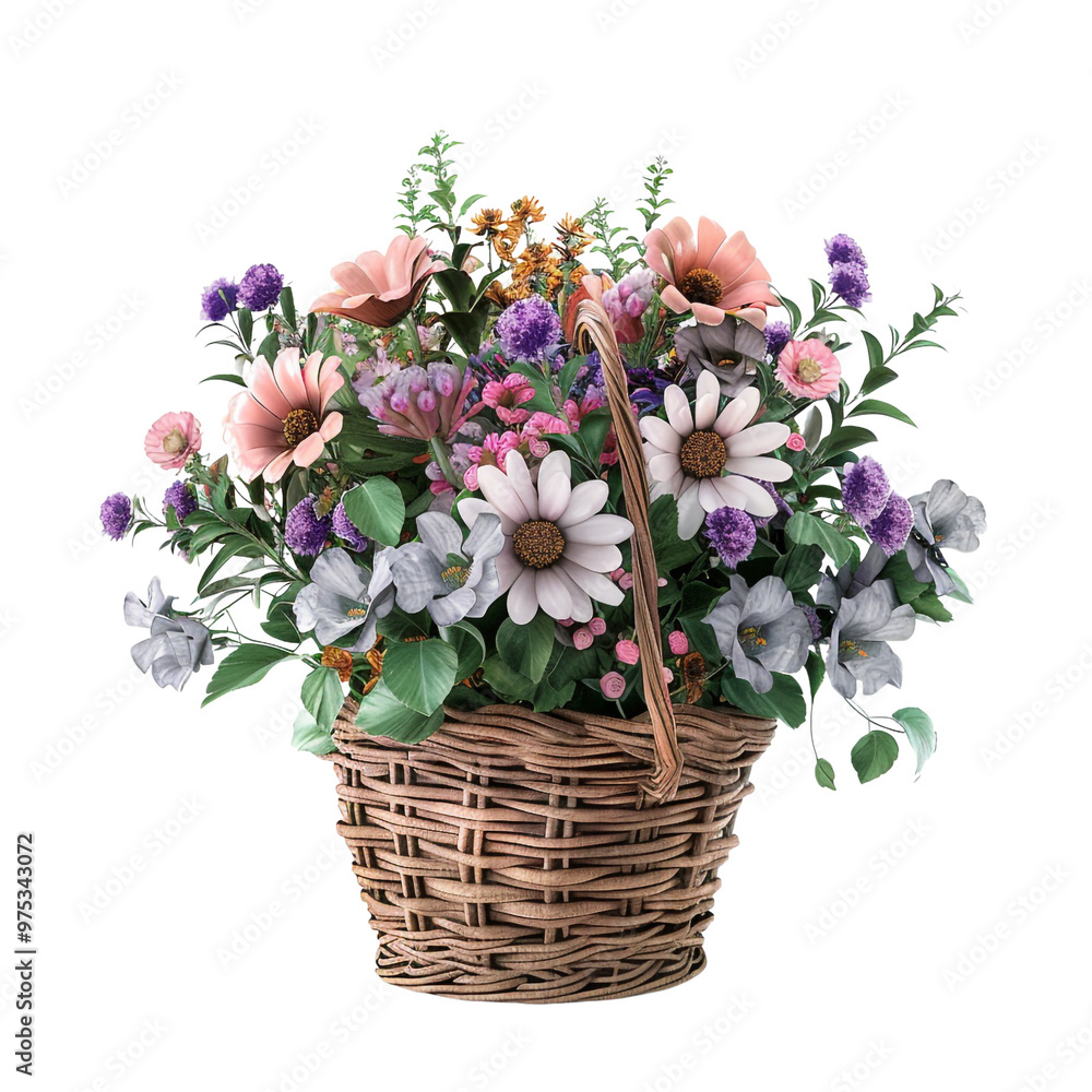 Basket of Colorful Flowers Basket of Colorful Flowers